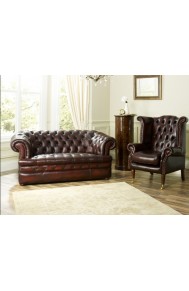 ITEM: 9867 Baron Red Leather Chesterfield Suite