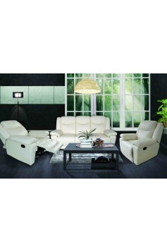ITEM : 9896 Miami white leather recliner sofa with single recliner chair 