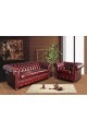 ITEM : 093 Red Tufted Couch with Rivets